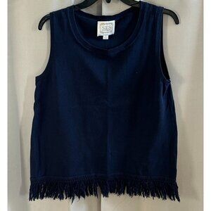 SAil to Sable Womens Top Medium Blue Preppy Nautical Fringe Beachy Western 17044